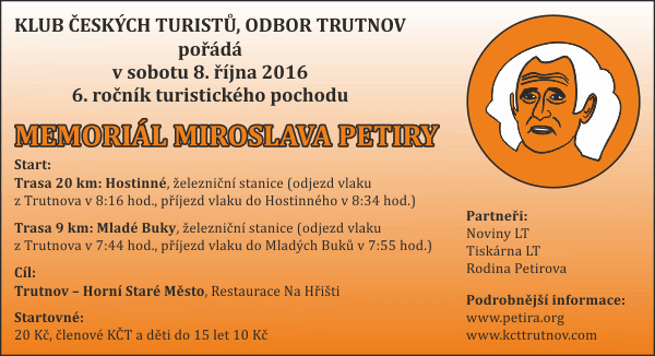 Memoriál Miroslava Petiry - Inzerát 2016 Memoriál Miroslava Petiry - Inzerát 2016