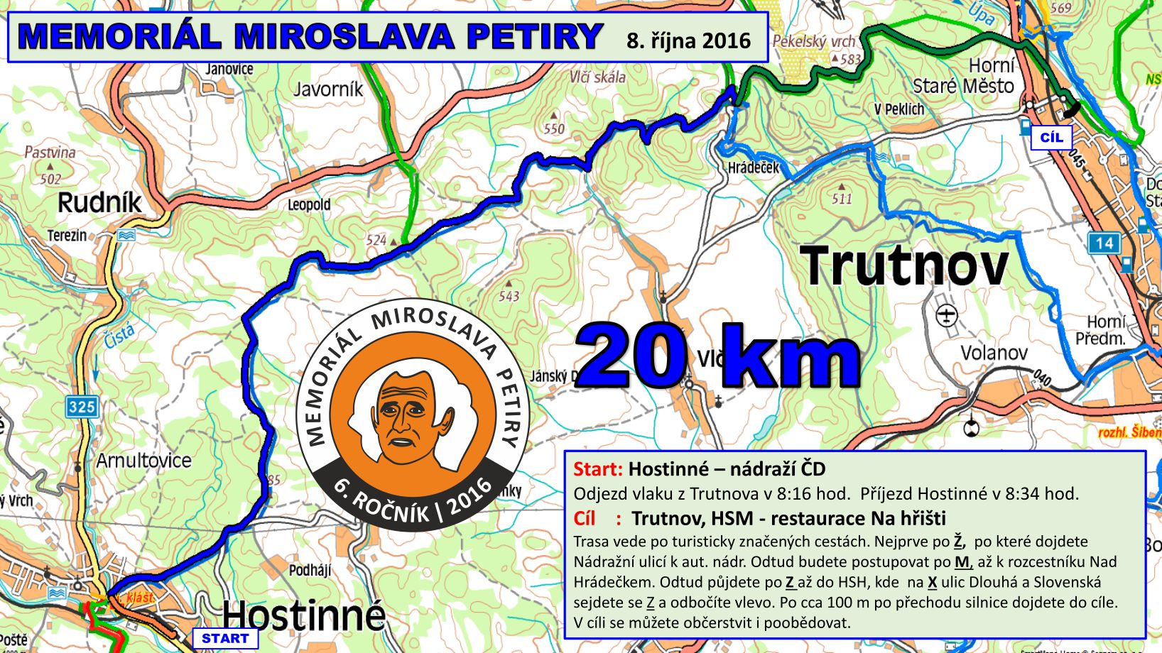 Memoriál Miroslava Petiry - Itinerář 2016, 20 km