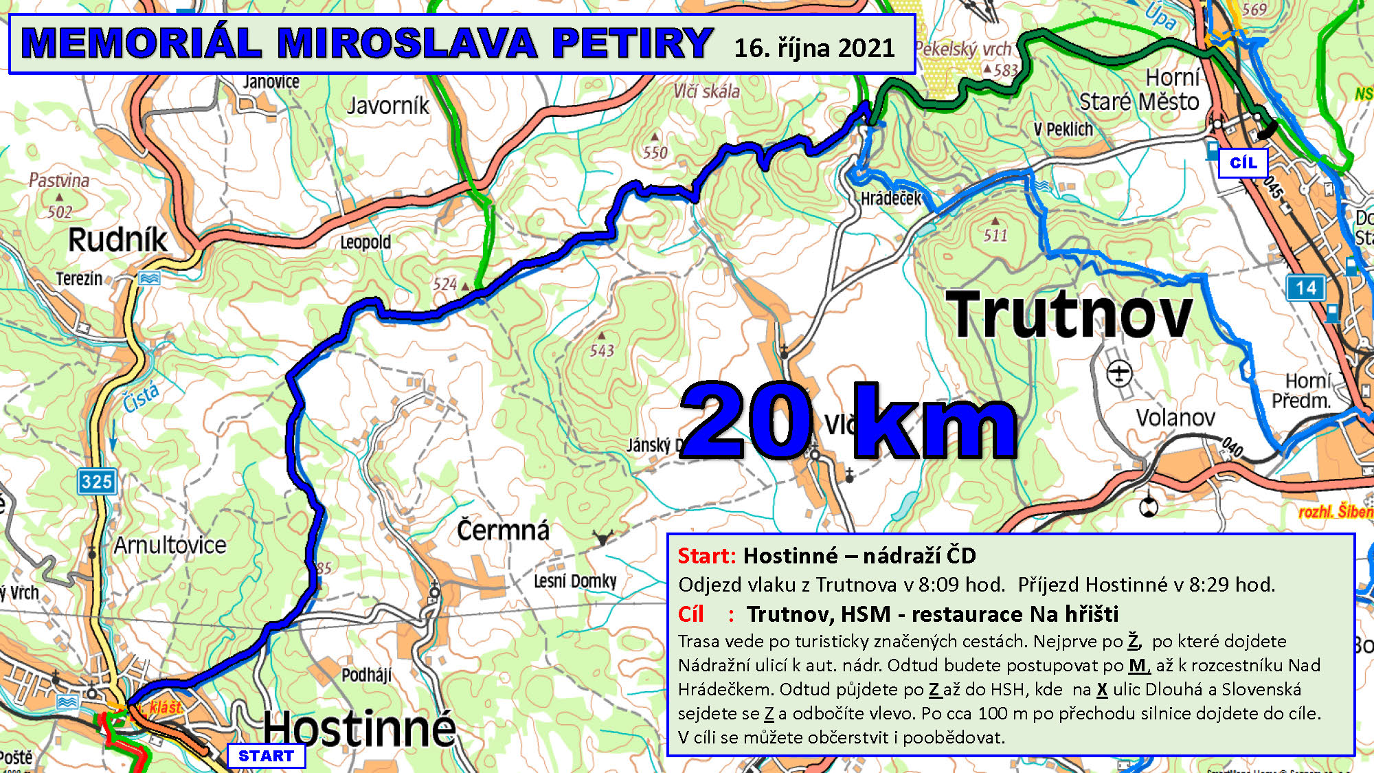 Memoriál Miroslava Petiry - Itinerář 2021, 20 km